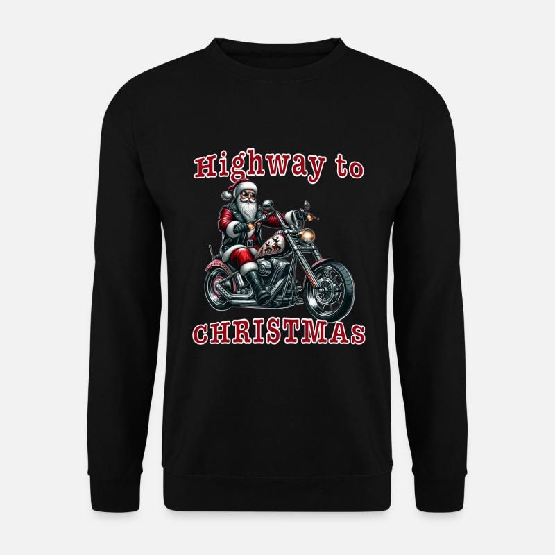 Cooler Weihnachtsmann auf Motorrad, Bike zu Xmas - Unisex Pullover - Schwarz