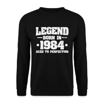 Légende depuis 1984 Vintage Born Anniversaire - Sweat-shirt Unisexe - noir - Devant - Alina (178cm) & Michal (187cm)