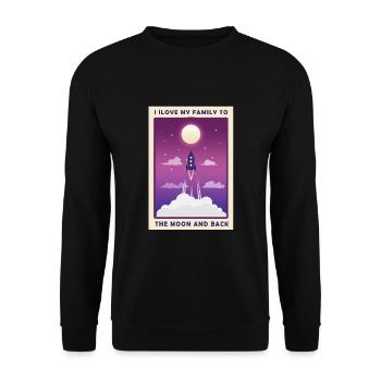 Rocket Moon Space Family Love Gift - Unisex Sweatshirt - black - Front - Alina (178cm) & Michal (187cm)