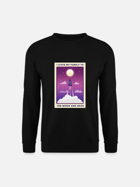 Rakete Mond Weltall Familie Liebe Geschenk - Unisex Pullover - Schwarz