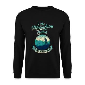 The mountain gets hikers and mountaineers vintage - Unisex Sweatshirt - black - Front - Alina (178cm) & Michal (187cm)