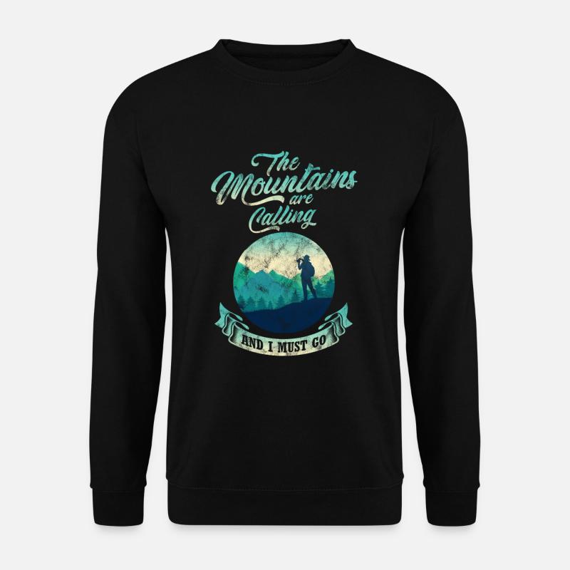Der Berg ruft Wanderer und Bergsteiger Vintage - Unisex Pullover - Schwarz