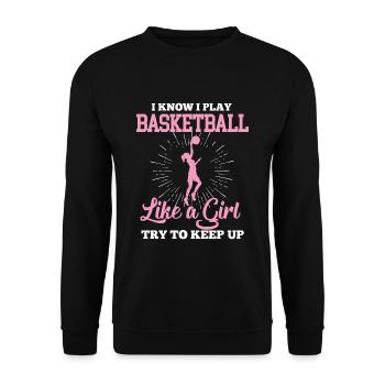 Basketball Mädchen - Unisex Pullover - Schwarz - Vorne - Alina (178cm) & Michal (187cm)