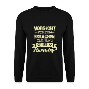Hund lustiger Spruch - Unisex Pullover - Schwarz - Vorne - Alina (178cm) & Michal (187cm)