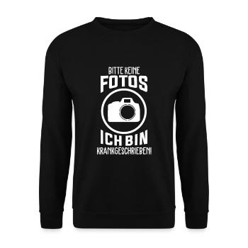 Bitte keine Fotos ich bin Krankgeschrieben Schüler - Unisex Pullover - Schwarz - Vorne - Alina (178cm) & Michal (187cm)