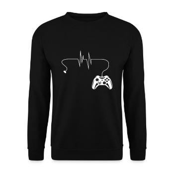 Gamer Gaming Herzschlag Herzfrequenz - Unisex Pullover - Schwarz - Vorne - Alina (178cm) & Michal (187cm)