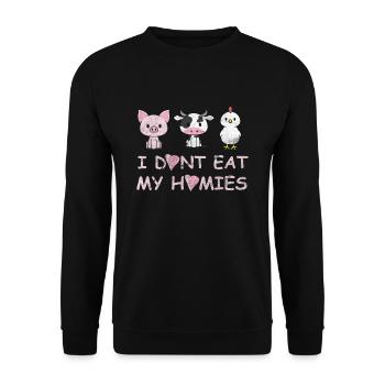 Veganer Veganerin vegetarisch - Unisex Pullover - Schwarz - Vorne - Alina (178cm) & Michal (187cm)