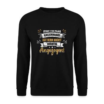 Katzen Katze Katzenhaare - Unisex Pullover - Schwarz - Vorne - Alina (178cm) & Michal (187cm)