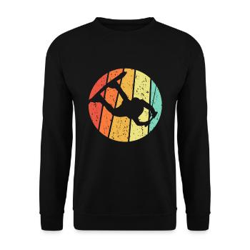 Wakeboard Wakeboarder Retro Geschenk - Unisex Pullover - Schwarz - Vorne - Alina (178cm) & Michal (187cm)
