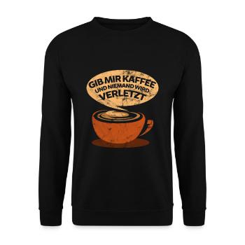 Kaffee lustiger Spruch - Unisex Sweatshirt - black - Front - Alina (178cm) & Michal (187cm)