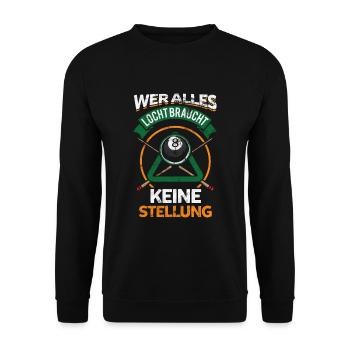 Lustiges Billard Spruch Geschenk - Unisex Pullover - Schwarz - Vorne - Alina (178cm) & Michal (187cm)