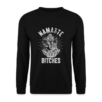 Yoga Namaste Geschenk - Unisex Pullover - Schwarz - Vorne - Alina (178cm) & Michal (187cm)