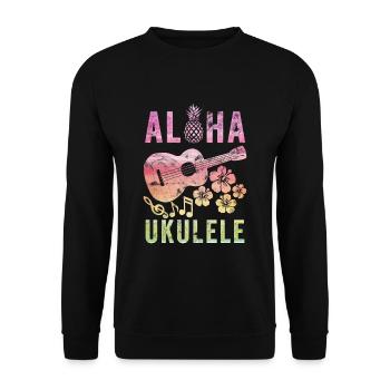 Ukulele Hawaii - Unisex Sweatshirt - black - Front - Alina (178cm) & Michal (187cm)