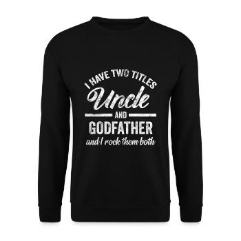 Onkel Patenonkel Geschenkidee - Unisex Pullover - Schwarz - Vorne - Alina (178cm) & Michal (187cm)