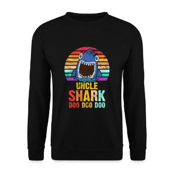 Onkel Hai Shark Geschenkidee - Unisex Pullover - Schwarz - Vorne - Alina (178cm) & Michal (187cm)