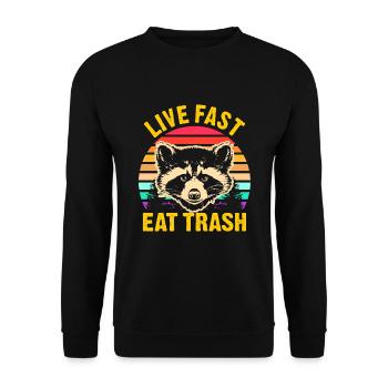 Raccoon - Live almost eat trash - Unisex Sweatshirt - black - Front - Alina (178cm) & Michal (187cm)