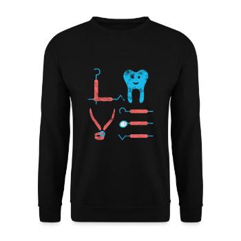 Zahnarzt Zahnmedizin Geschenkidee - Unisex Pullover - Schwarz - Vorne - Alina (178cm) & Michal (187cm)