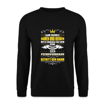 Feuerwehr Spruch - Unisex Pullover - Schwarz - Vorne - Alina (178cm) & Michal (187cm)
