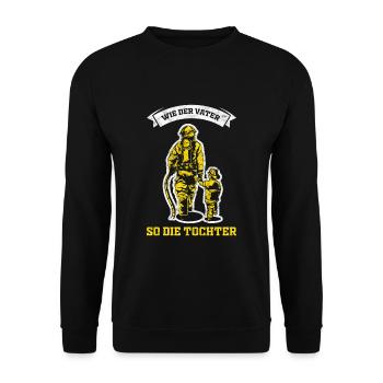 Feuerwehr Vater Tochter Geschenk - Unisex Pullover - Schwarz - Vorne - Alina (178cm) & Michal (187cm)