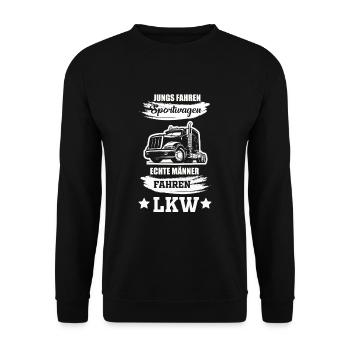 LKW Fahrer - Unisex Pullover - Schwarz - Vorne - Alina (178cm) & Michal (187cm)