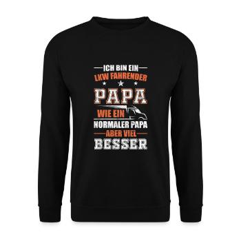 LKW-Fahrer Trucker Papa Vater - Unisex Pullover - Schwarz - Vorne - Alina (178cm) & Michal (187cm)