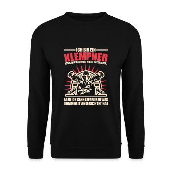 Plombier Plombier Funny Sayings Joke - Sweat-shirt Unisexe - noir - Devant - Alina (178cm) & Michal (187cm)