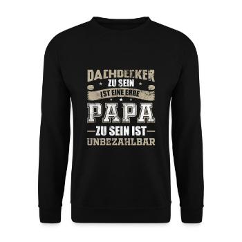 Dachdecker Papa Vater Geschenk - Unisex Pullover - Schwarz - Vorne - Alina (178cm) & Michal (187cm)