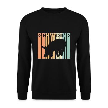 Schwein Schweine Schweinchen - Unisex Pullover - Schwarz - Vorne - Alina (178cm) & Michal (187cm)