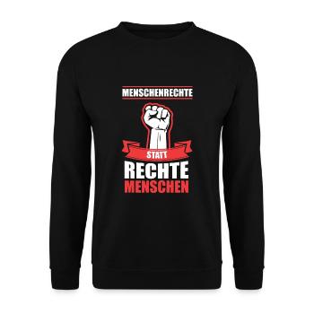 Menschenrechte - Unisex Pullover - Schwarz - Vorne - Alina (178cm) & Michal (187cm)