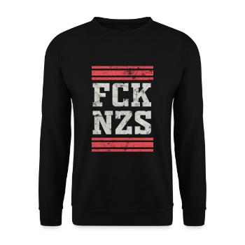 Against Nazis - Unisex Sweatshirt - black - Front - Alina (178cm) & Michal (187cm)