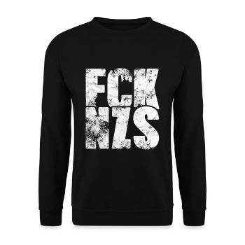 Fuck Nazis - FCK NZS - Unisex Sweatshirt - black - Front - Alina (178cm) & Michal (187cm)