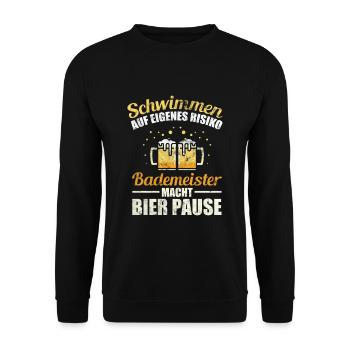 Lifeguard swimming beer gift - Unisex Sweatshirt - black - Front - Alina (178cm) & Michal (187cm)