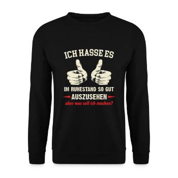 Rentner - Ruhestand Geschenk - Unisex Pullover - Schwarz - Vorne - Alina (178cm) & Michal (187cm)