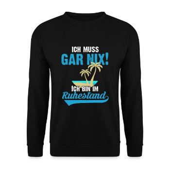 Rentner Ruhestand Arbeitsende Rente - Unisex Pullover - Schwarz - Vorne - Alina (178cm) & Michal (187cm)