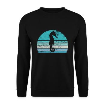 Seepferdchen Meeresbewohner Urlaubserinnerung - Unisex Pullover - Schwarz - Vorne - Alina (178cm) & Michal (187cm)