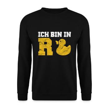 Rentner - Rente Ente - Unisex Pullover - Schwarz - Vorne - Alina (178cm) & Michal (187cm)