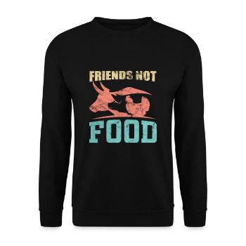 Vegan - Fríends not Food - Unisex Pullover - Schwarz - Vorne - Alina (178cm) & Michal (187cm)