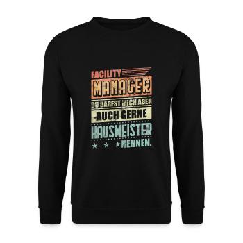 Hausmeister Facility Manager Geschenkidee - Unisex Pullover - Schwarz - Vorne - Alina (178cm) & Michal (187cm)