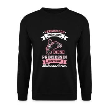 Motorrad - Lustiger Motorradfahrerin Spruch - Unisex Pullover - Schwarz - Vorne - Alina (178cm) & Michal (187cm)