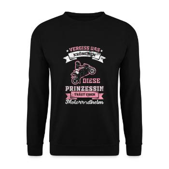 Motorradfahrerin Leidenschaft - Unisex Pullover - Schwarz - Vorne - Alina (178cm) & Michal (187cm)