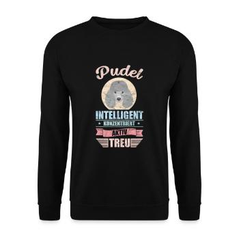 Hund Pudel Witz Lustig Tier Geschenkidee - Unisex Pullover - Schwarz - Vorne - Alina (178cm) & Michal (187cm)