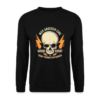 Bauarbeiter Baggerfahrer Tagebau Bauarbeiten - Unisex Pullover - Schwarz - Vorne - Alina (178cm) & Michal (187cm)