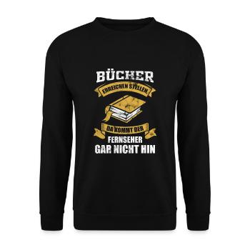 Lesen - Unisex Pullover - Schwarz - Vorne - Alina (178cm) & Michal (187cm)
