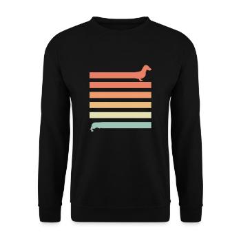 Dackel Retro Geschenk - Unisex Pullover - Schwarz - Vorne - Alina (178cm) & Michal (187cm)