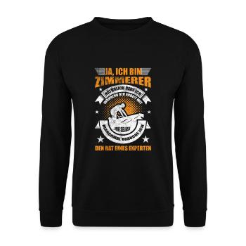 Zimmerer Spruch - Unisex Pullover - Schwarz - Vorne - Alina (178cm) & Michal (187cm)