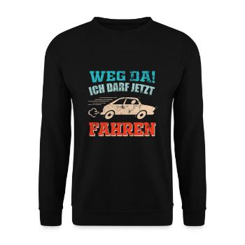 Führerschein Fahrschüler Fahrprüfung - Unisex Pullover - Schwarz - Vorne - Alina (178cm) & Michal (187cm)