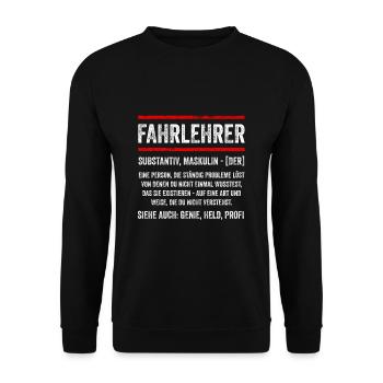 Fahrlehrer Führerschein - Unisex Pullover - Schwarz - Vorne - Alina (178cm) & Michal (187cm)