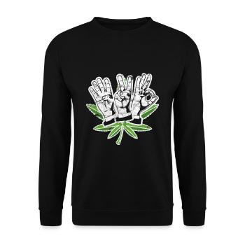 420 hemp plant - Unisex Sweatshirt - black - Front - Alina (178cm) & Michal (187cm)