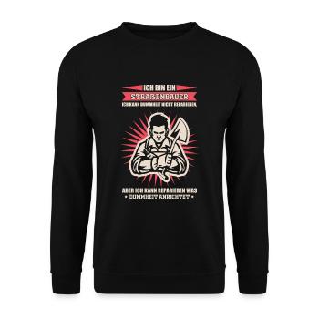 Straßenbauer - Unisex Pullover - Schwarz - Vorne - Alina (178cm) & Michal (187cm)
