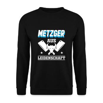 Metzger aus Leidenschaft Geschenkidee - Unisex Pullover - Schwarz - Vorne - Alina (178cm) & Michal (187cm)